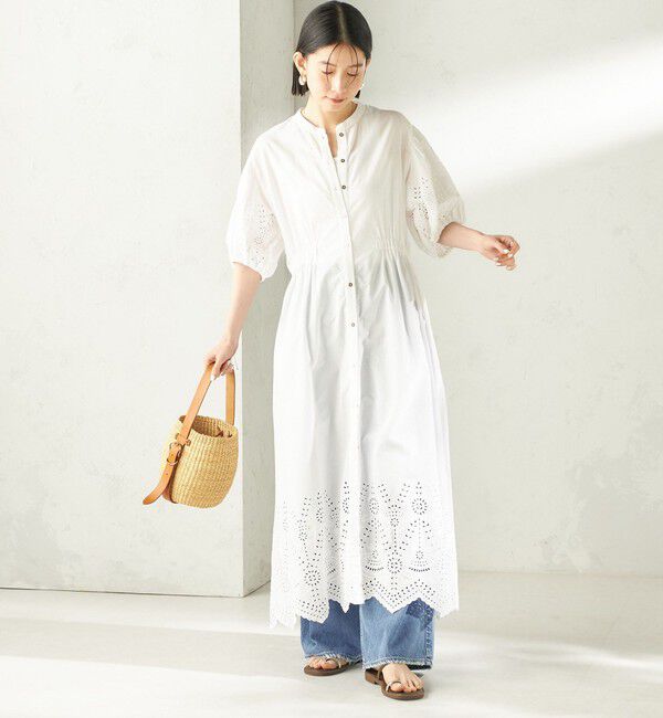 SHIPS for women「【SHIPS別注】Fanaka:〈手洗い可能〉シフリー ウエスト ギャザー ワンピース」|ワンピース|