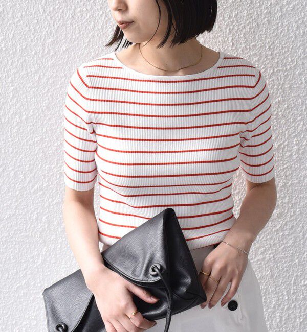 SHIPS Colors 「SHIPS Colors:〈手洗い可能〉リブ 5分袖 ニット◇」|ニット・セーター|