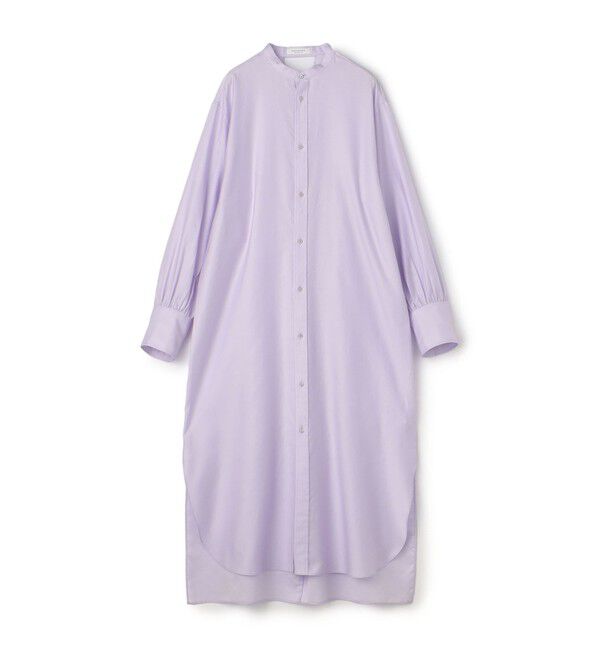 MACPHEE「コットンモールスキン バンドカラーシャツワンピース」|ワンピース|73 ライトパープル