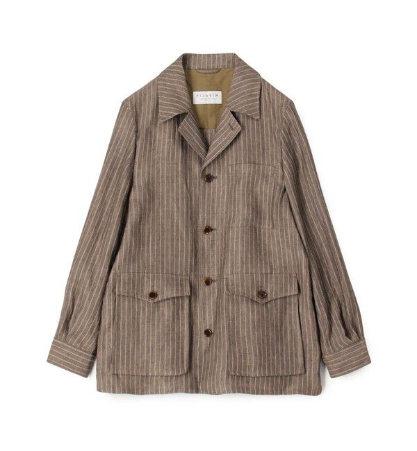 TOMORROWLAND MENS「リネン ダブルポケット シャツジャケット SOLBIATI」|ブルゾン・スタジャン|48 ブラウン系