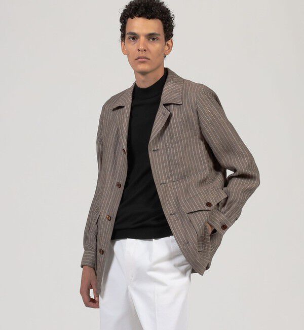 TOMORROWLAND MENS「リネン ダブルポケット シャツジャケット SOLBIATI」|ブルゾン・スタジャン|