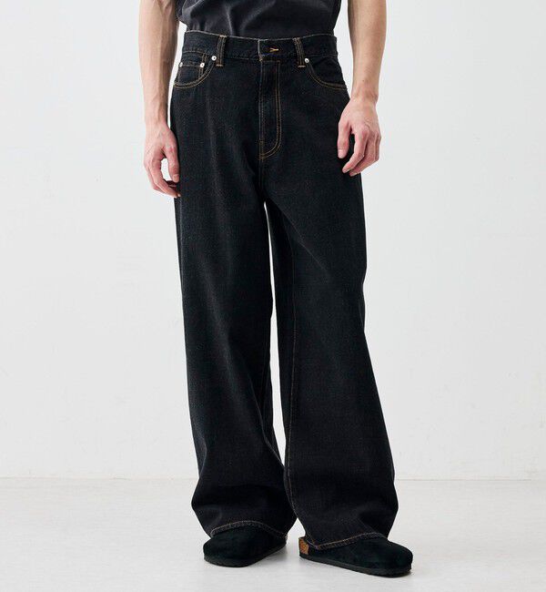 Edition「ブラックデニム バギーパンツ」|デニム|