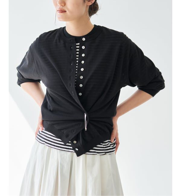 IENA「《予約》ウォッシャブル ダブルレイヤードカーディガン」|カーディガン|ブラック