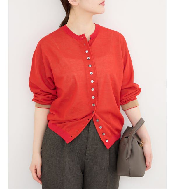 IENA「《予約》ウォッシャブル ダブルレイヤードカーディガン」|カーディガン|