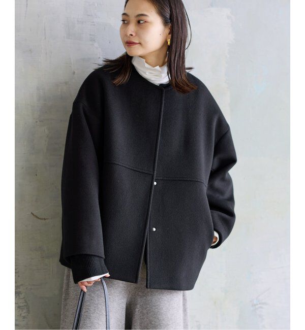 JOURNAL STANDARD「スーパー140ビーバーノーカラーショートコート」|ノーカラーコート|