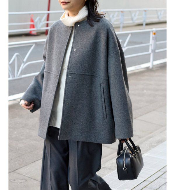 JOURNAL STANDARD「スーパー140ビーバーノーカラーショートコート」|ノーカラーコート|