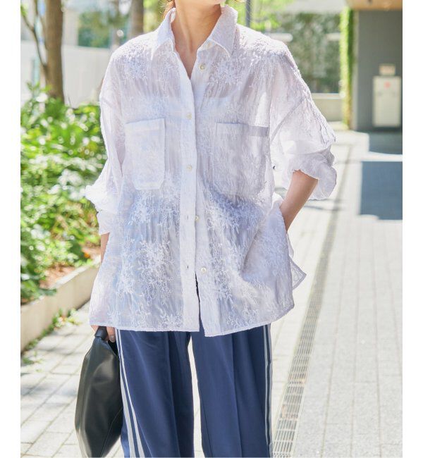 Spick and Span「シアーエンブロイダリーシャツ」|シャツ・ブラウス|ホワイト