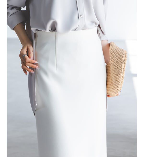 NOBLE「《追加》【洗える】コンフォートジャージーライクタイトスカート 3」|スカート|