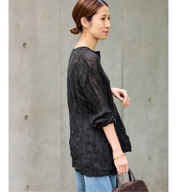 FRAMeWORK「≪追加≫LINENクレープヘンリーネックブラウス 3」|シャツ・ブラウス|