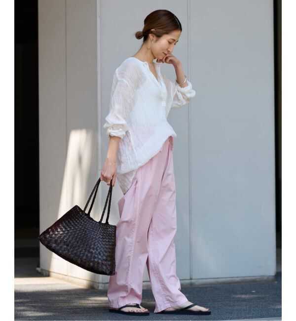 FRAMeWORK「≪追加≫LINENクレープヘンリーネックブラウス 3」|シャツ・ブラウス|