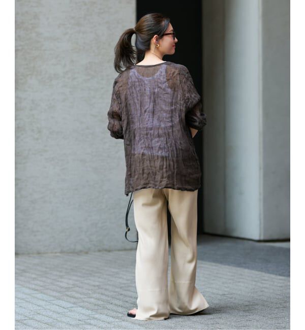 FRAMeWORK「≪追加≫LINENクレープヘンリーネックブラウス 3」|シャツ・ブラウス|