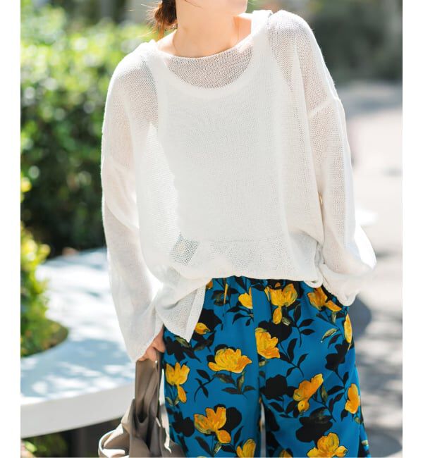 Spick and Span「《新色有り / 追加》リネンミックス2WAYプルオーバー」|ニット・セーター|ホワイト