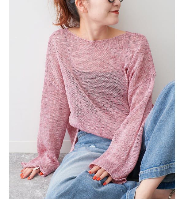 Spick and Span「《新色有り / 追加》リネンミックス2WAYプルオーバー」|ニット・セーター|ピンク A