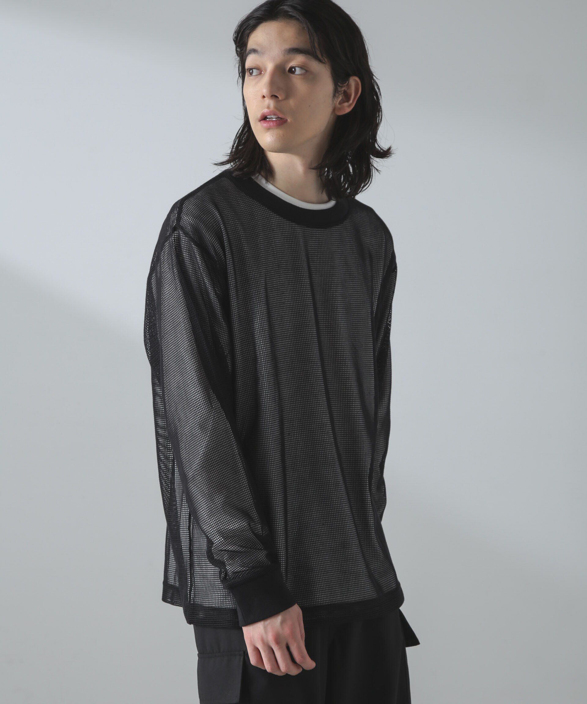 nano･universe「アンサンブルメッシュTシャツ 長袖」|Tシャツ・カットソー|