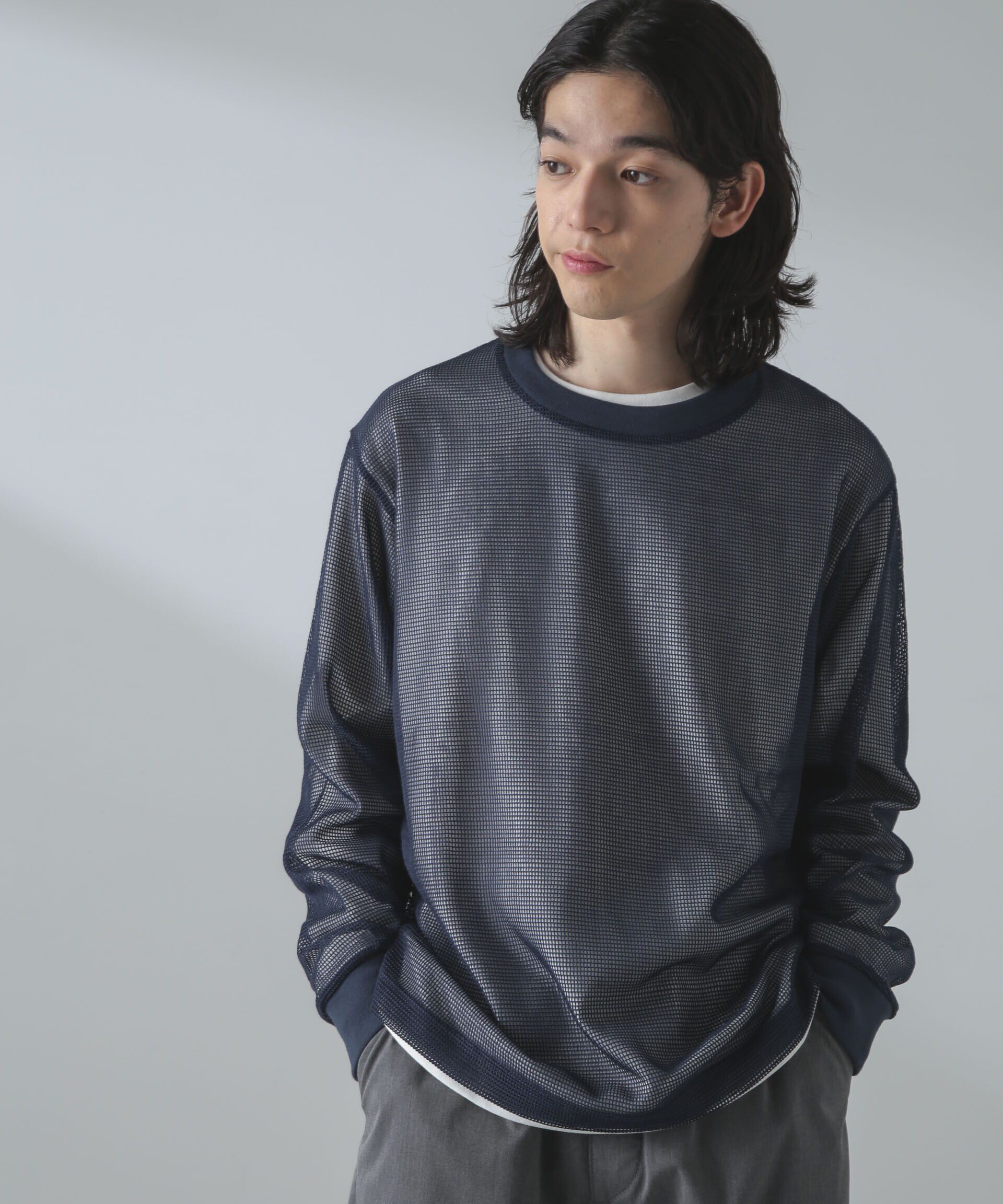 nano･universe「アンサンブルメッシュTシャツ 長袖」|Tシャツ・カットソー|