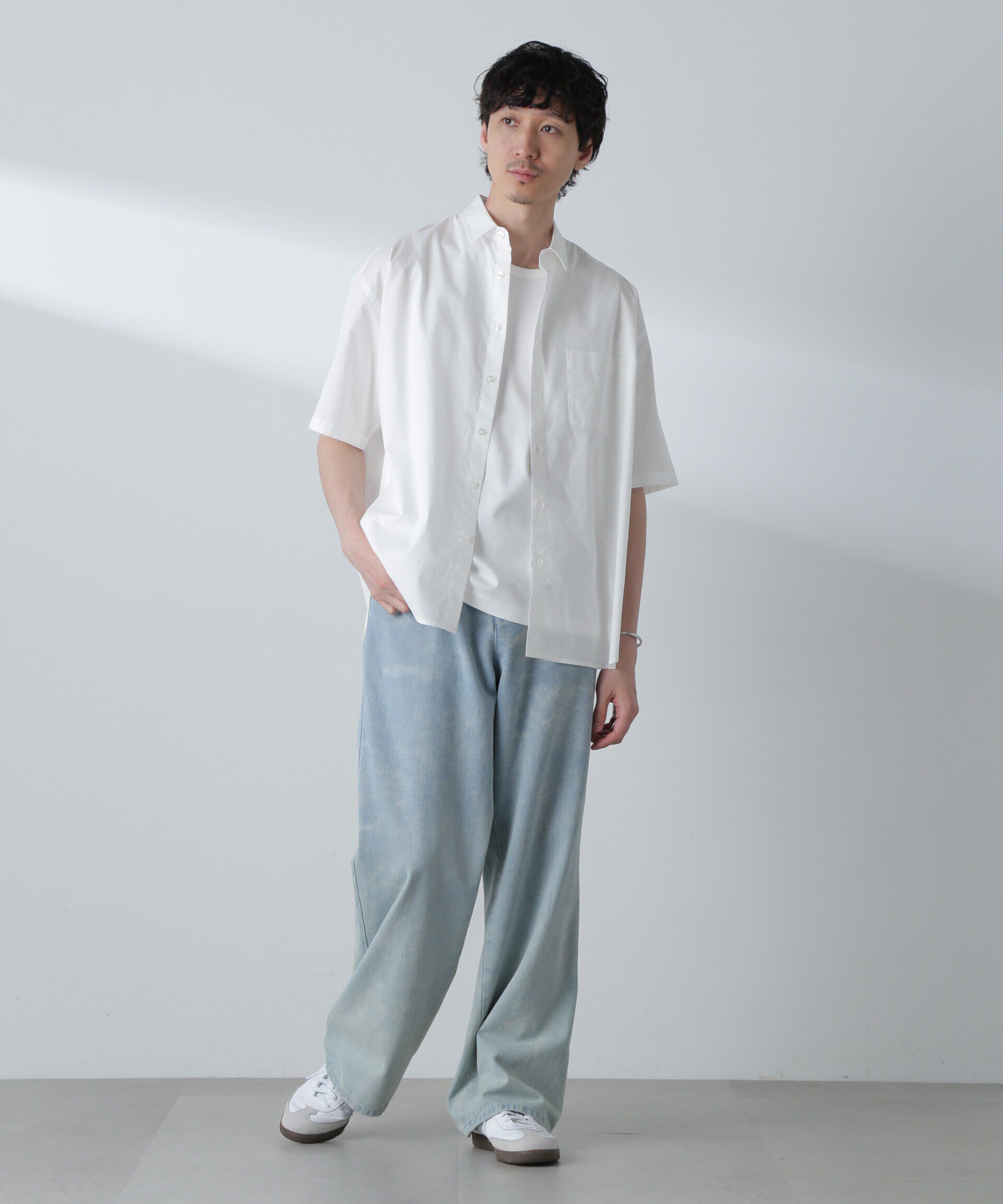 nano･universe「BIGシャンブレーシャツ 半袖」|シャツ・ブラウス|