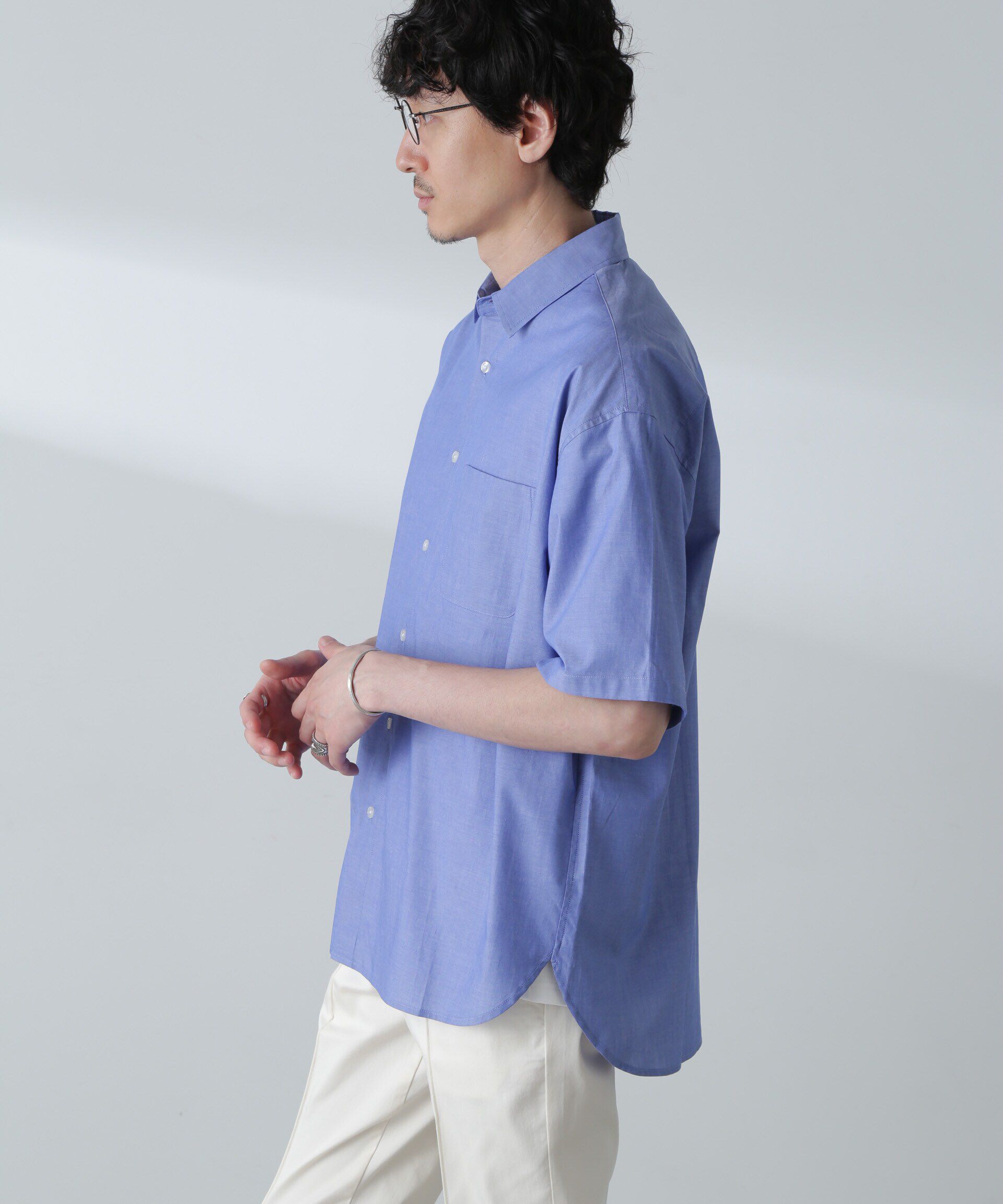 nano･universe「BIGシャンブレーシャツ 半袖」|シャツ・ブラウス|