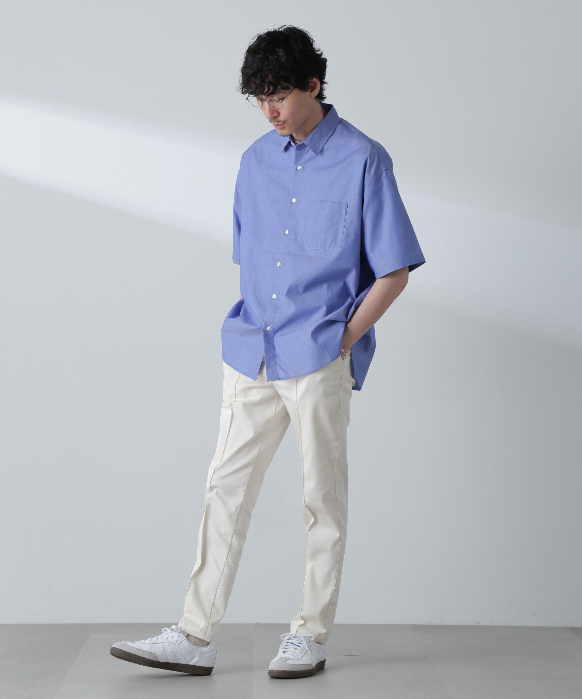 nano･universe「BIGシャンブレーシャツ 半袖」|シャツ・ブラウス|