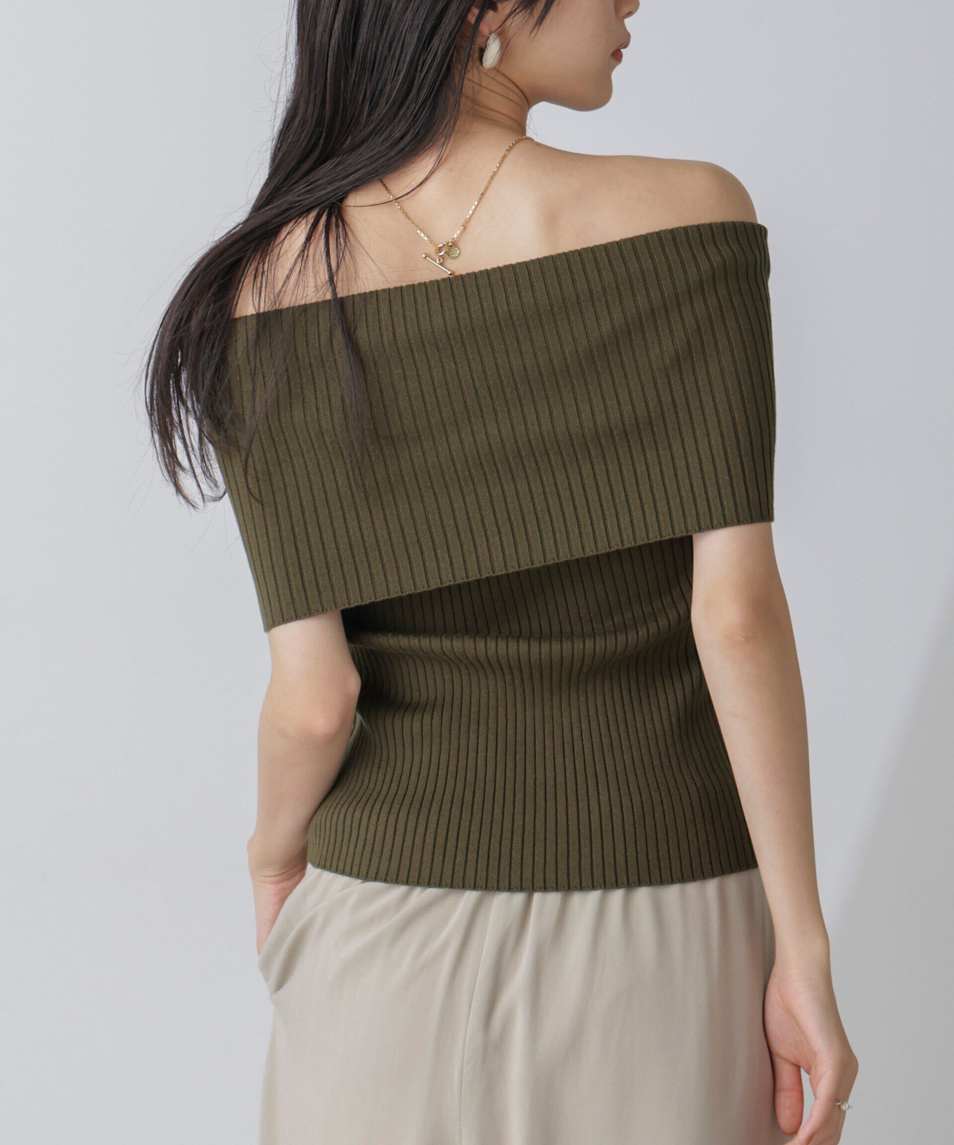 nano･universe「オフショルダーリブニットトップス」|ニット・セーター|