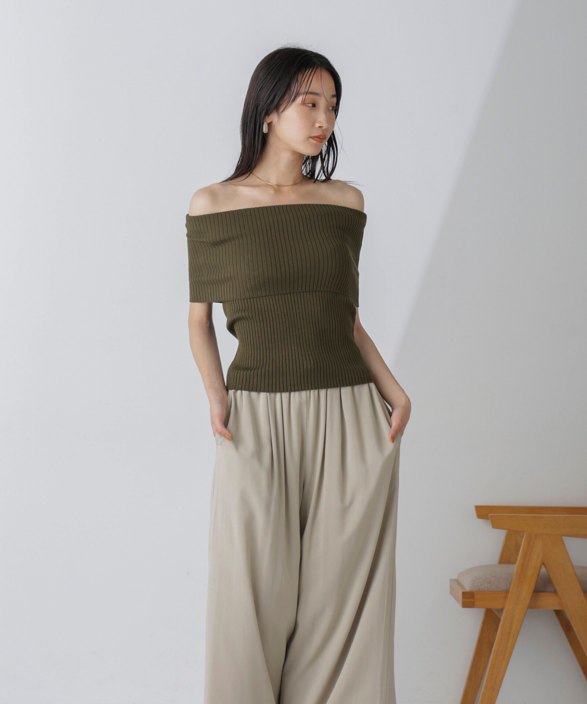 nano･universe「オフショルダーリブニットトップス」|ニット・セーター|