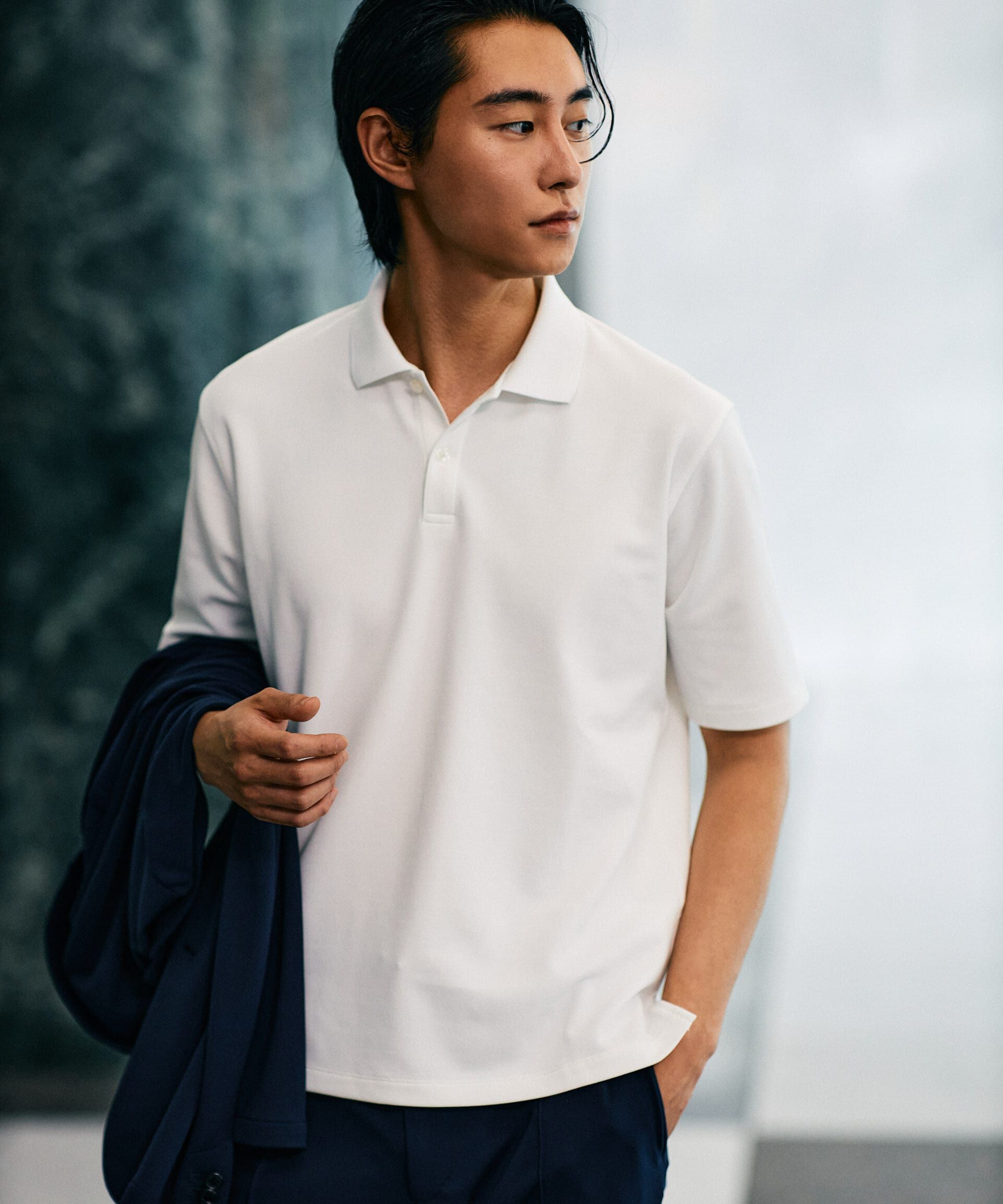 nano･universe「｢N POLO｣AQUA RHYTHM(R)鹿の子ポロシャツ 半袖」|Tシャツ・カットソー|ホワイト