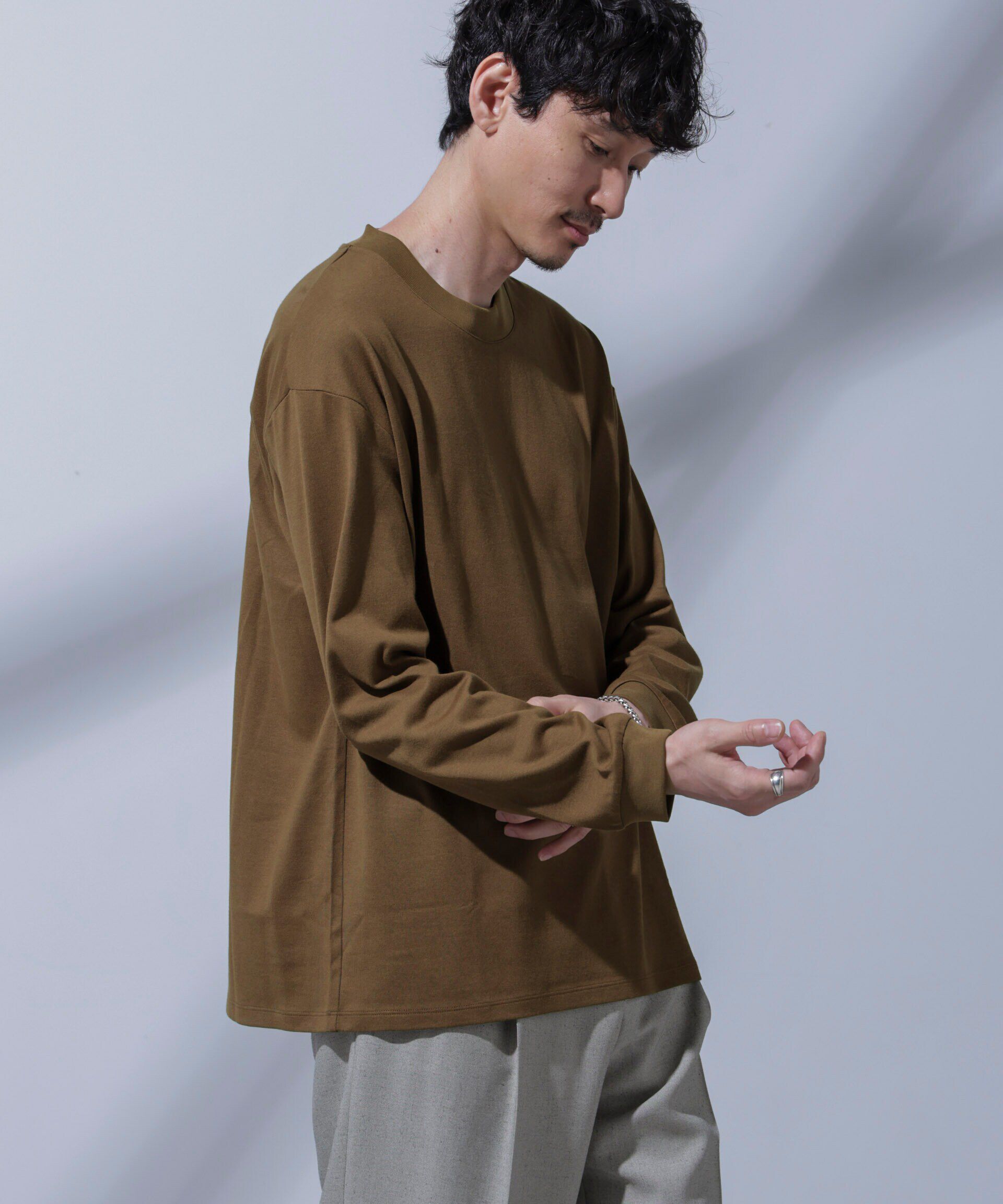 nano･universe「Anti Soaked(R) 汗染み防止 ビッグTシャツ 長袖」|Tシャツ・カットソー|ブラウン