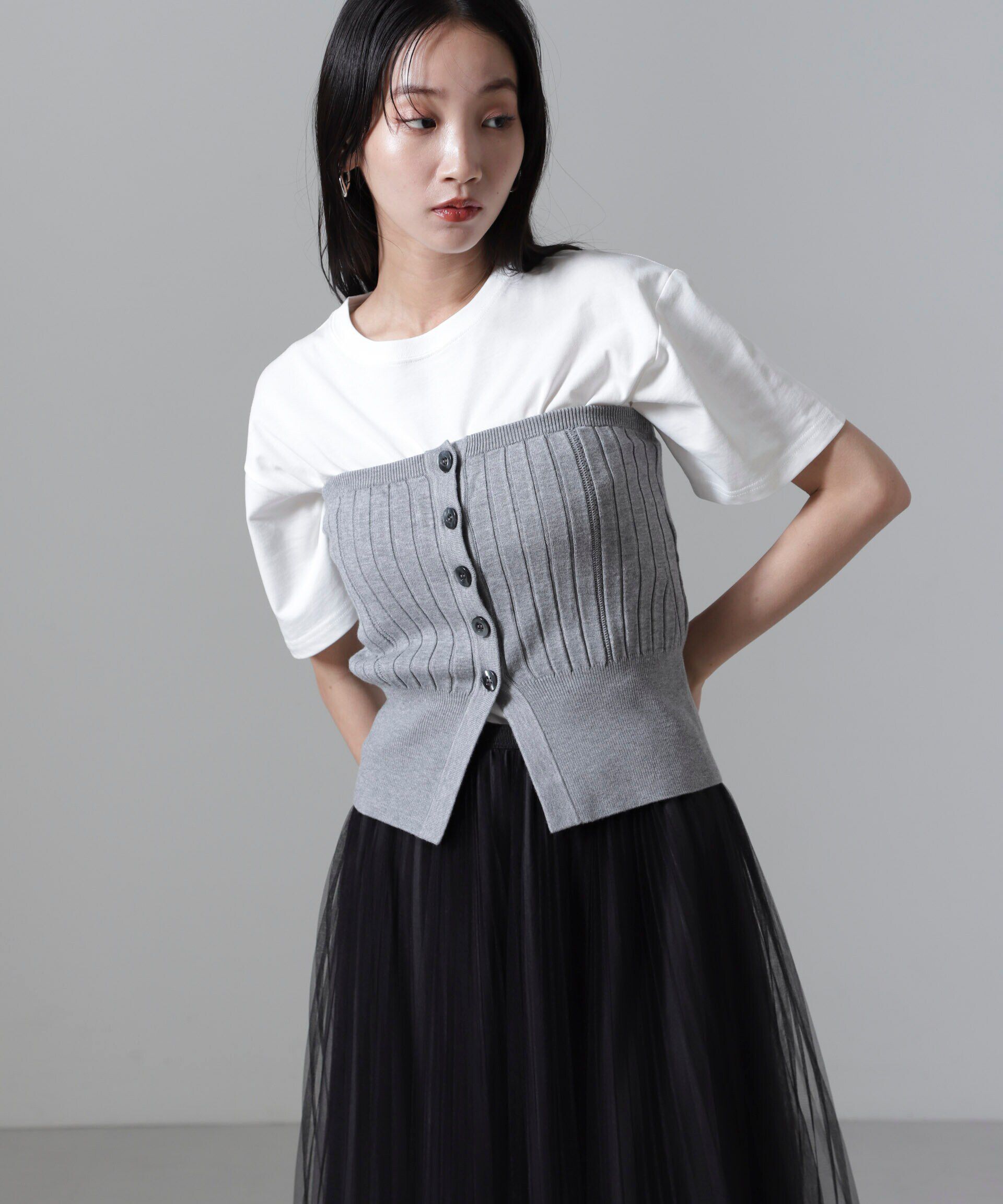 nano･universe「2WAYリブニットベアトップビスチェ」|ニット・セーター|