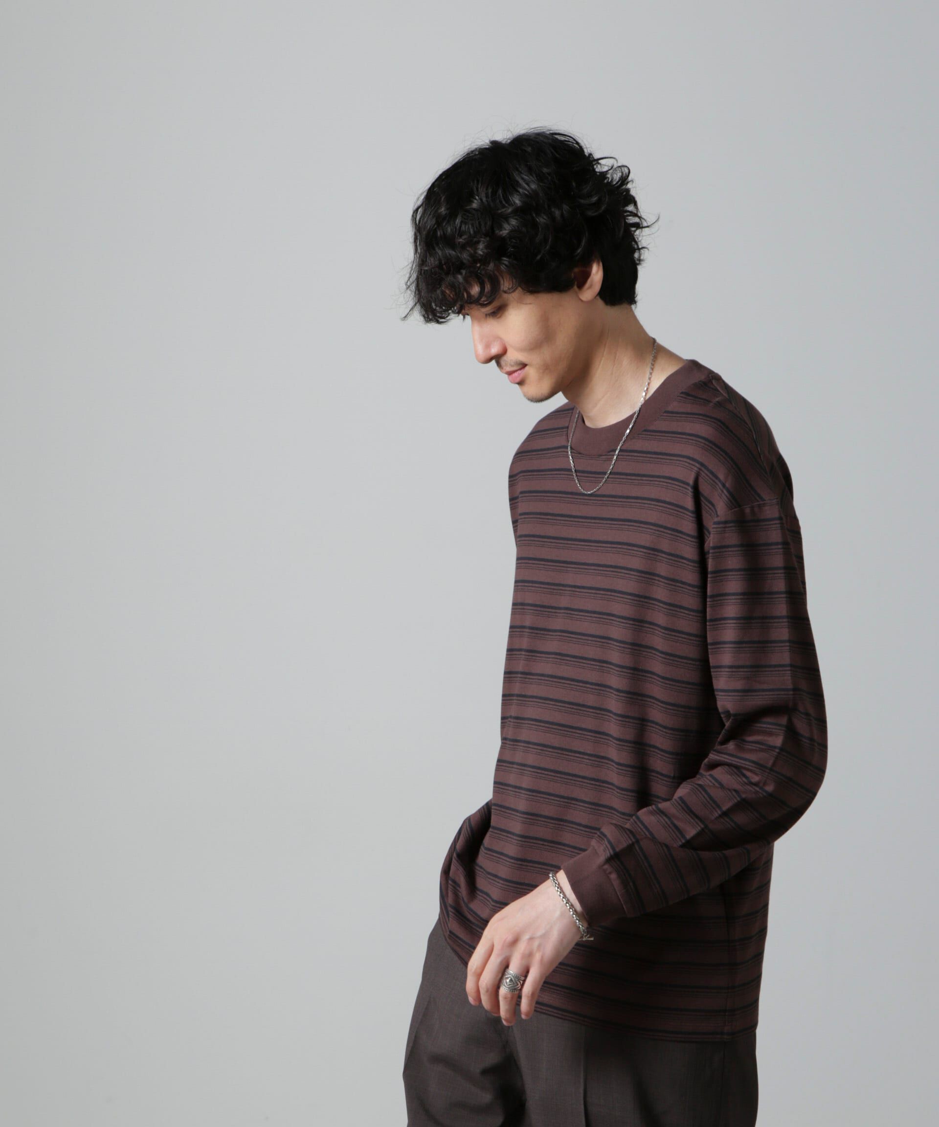 nano･universe「Anti Soaked(R)  ランダムボーダークルーネックTシャツ 長袖」|Tシャツ・カットソー|