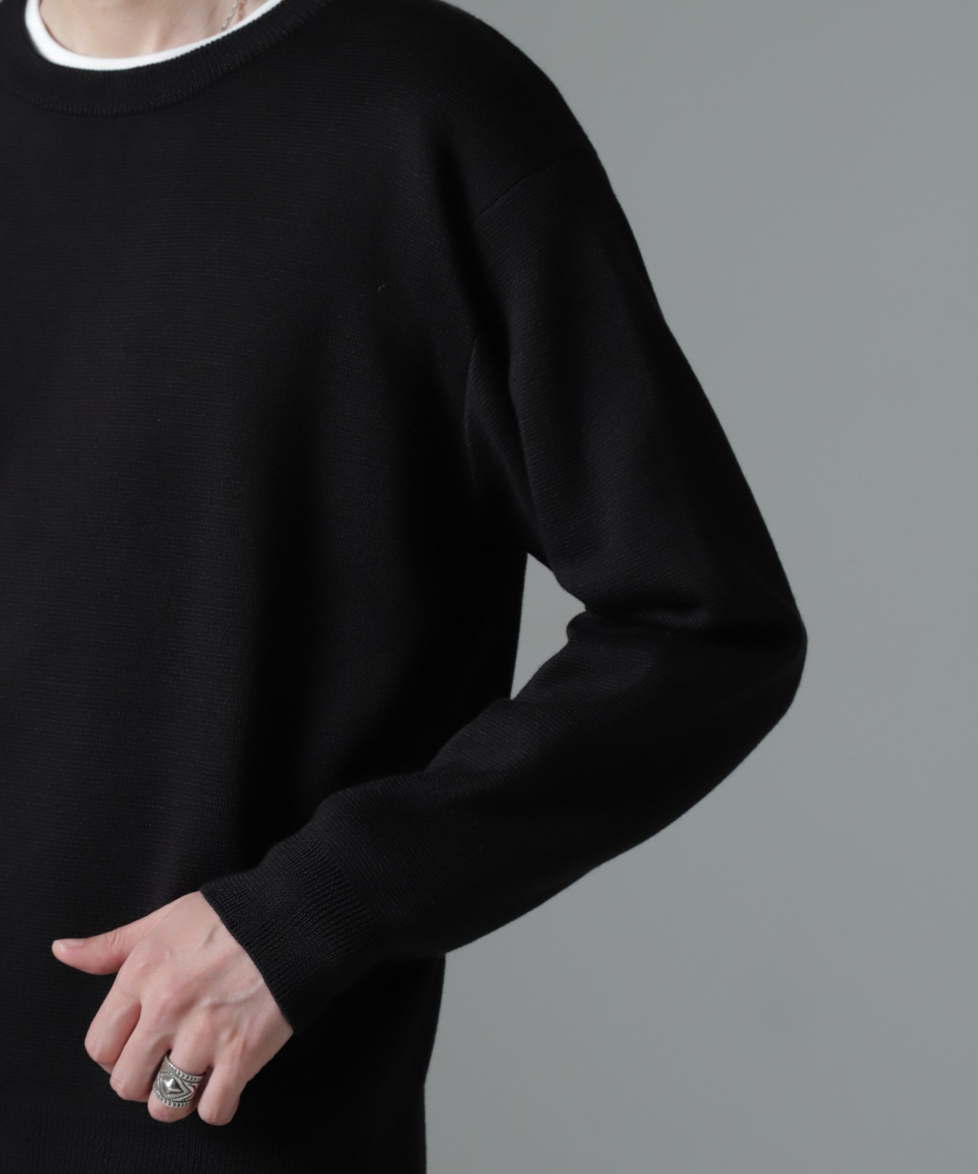 nano･universe「タスマニアミックス ミラノリブリラックスクルーネックニット」|ニット・セーター|