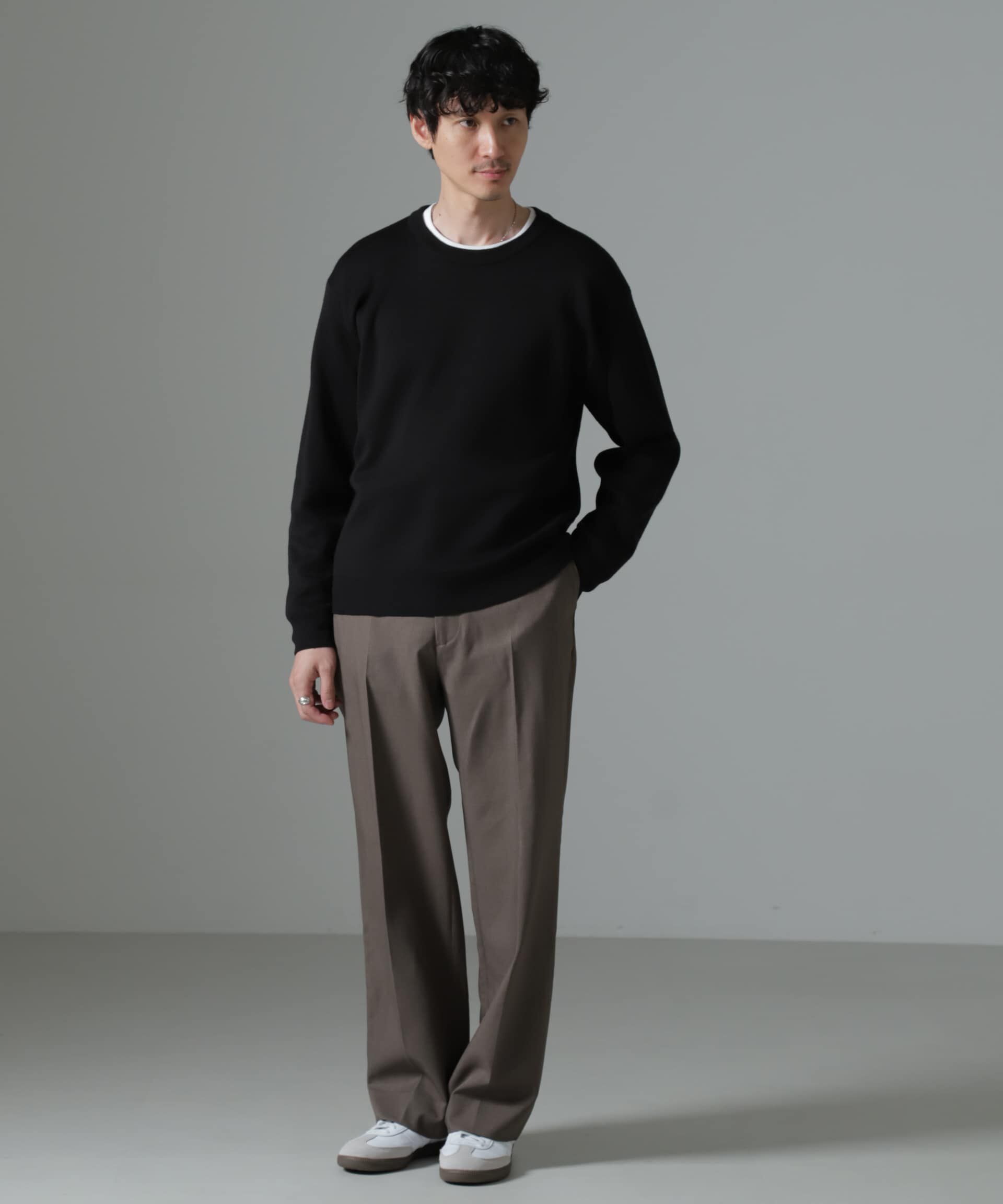 nano･universe「タスマニアミックス ミラノリブリラックスクルーネックニット」|ニット・セーター|