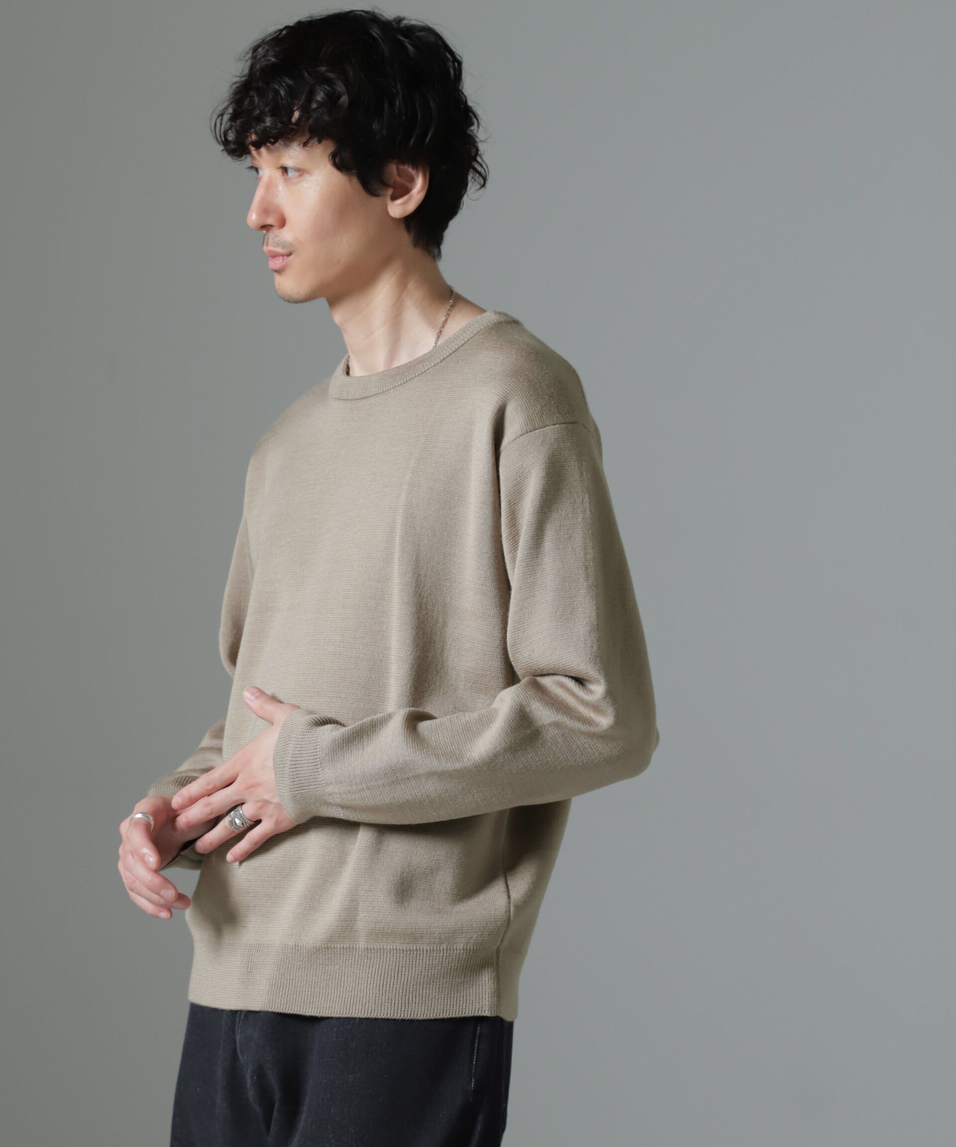 nano･universe「タスマニアミックス ミラノリブリラックスクルーネックニット」|ニット・セーター|