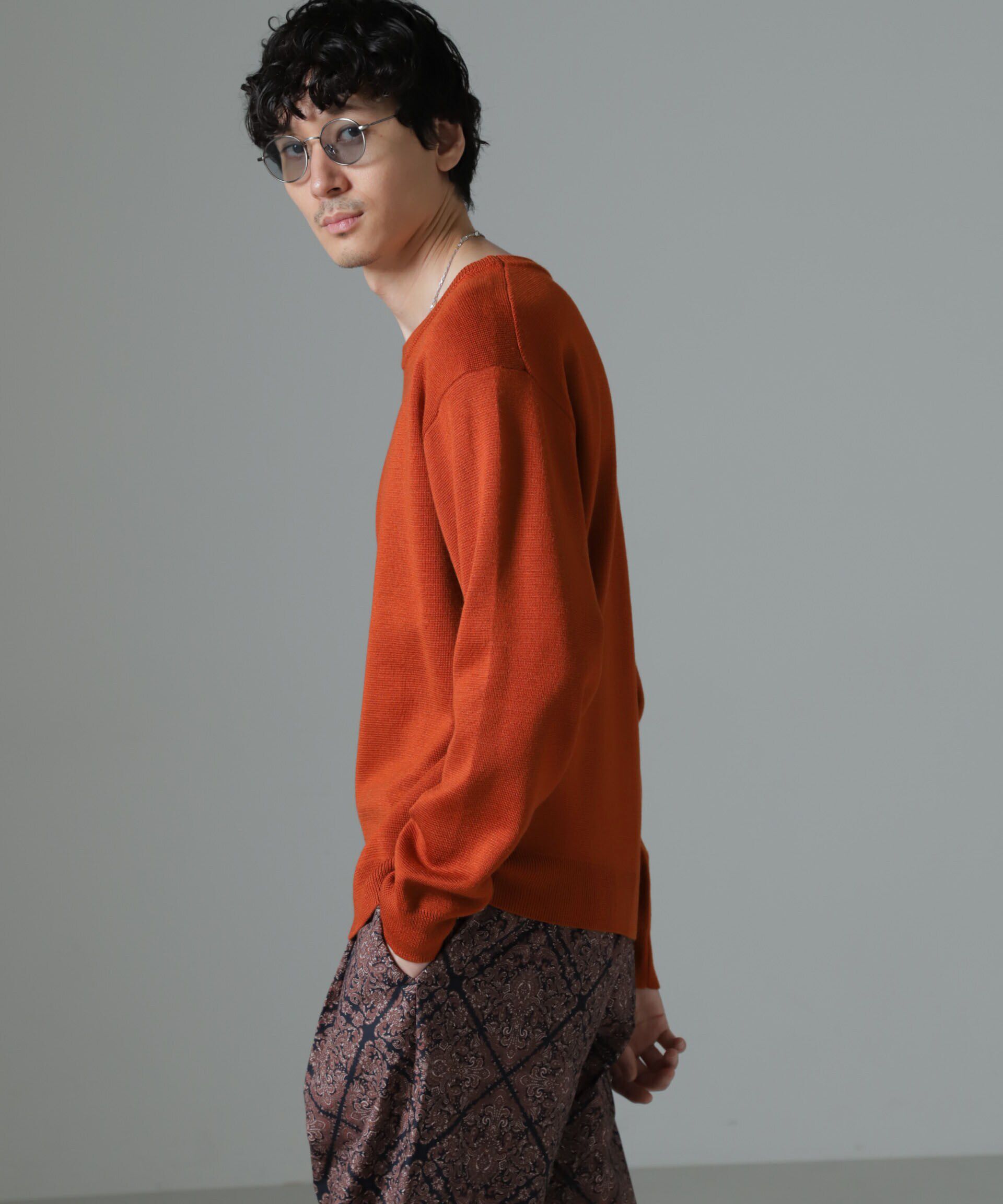 nano･universe「タスマニアミックス ミラノリブリラックスクルーネックニット」|ニット・セーター|テラコッタ6