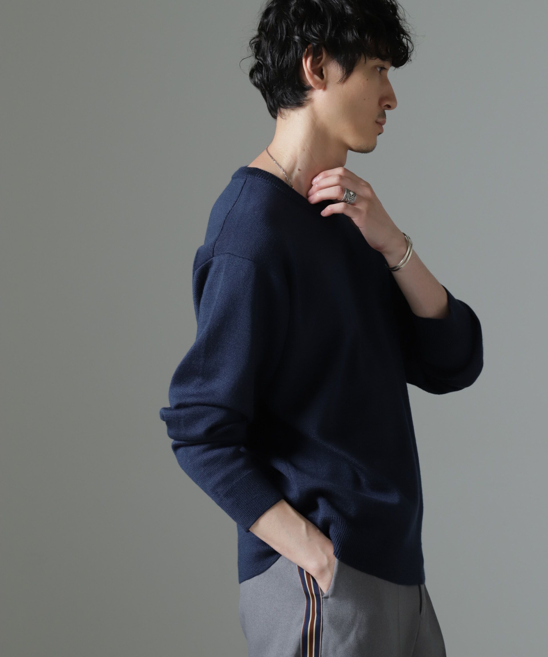 nano･universe「タスマニアミックス ミラノリブリラックスクルーネックニット」|ニット・セーター|