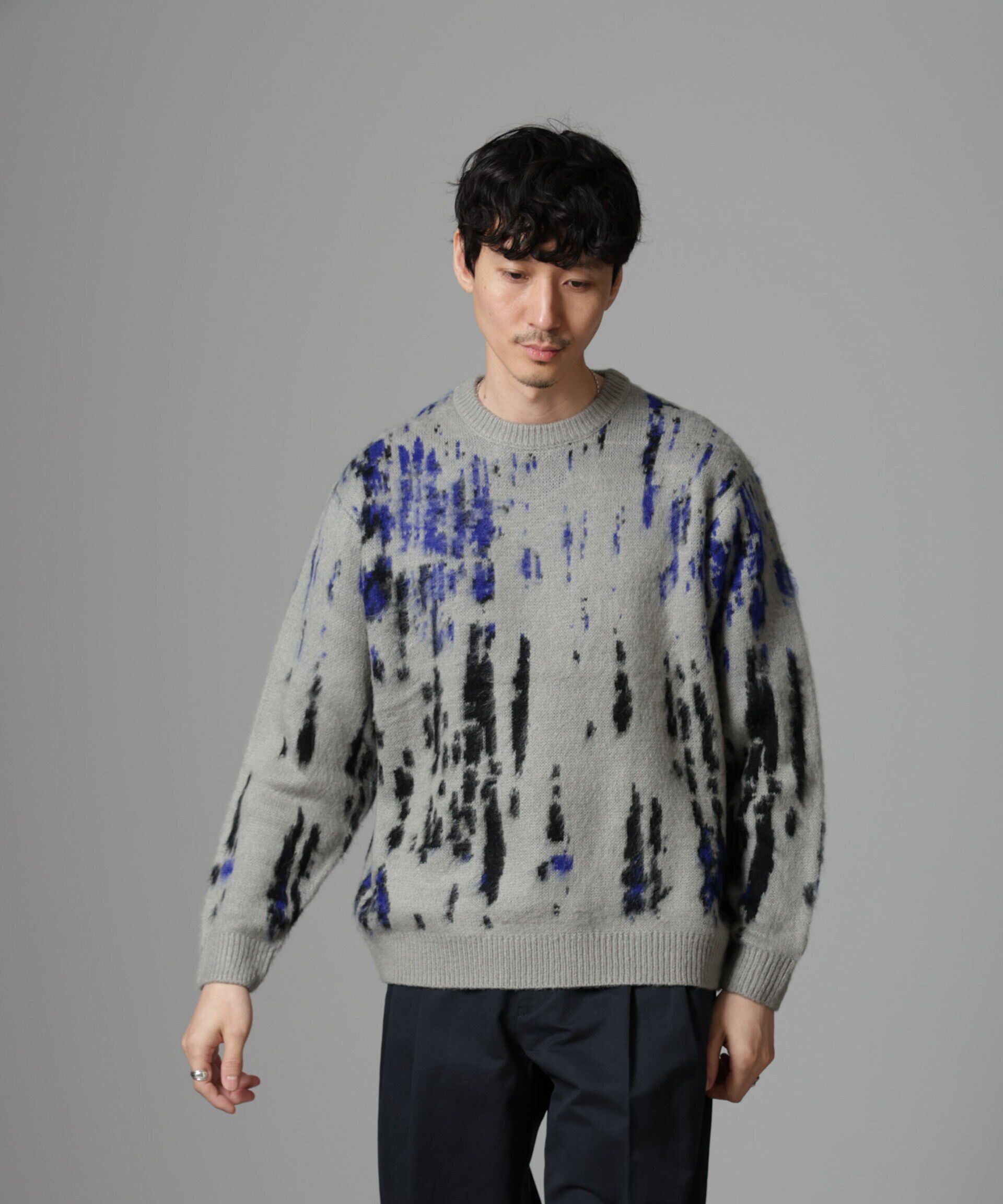 nano･universe「ペイントグラデーションモヘヤライクニット」|ニット・セーター|グレー