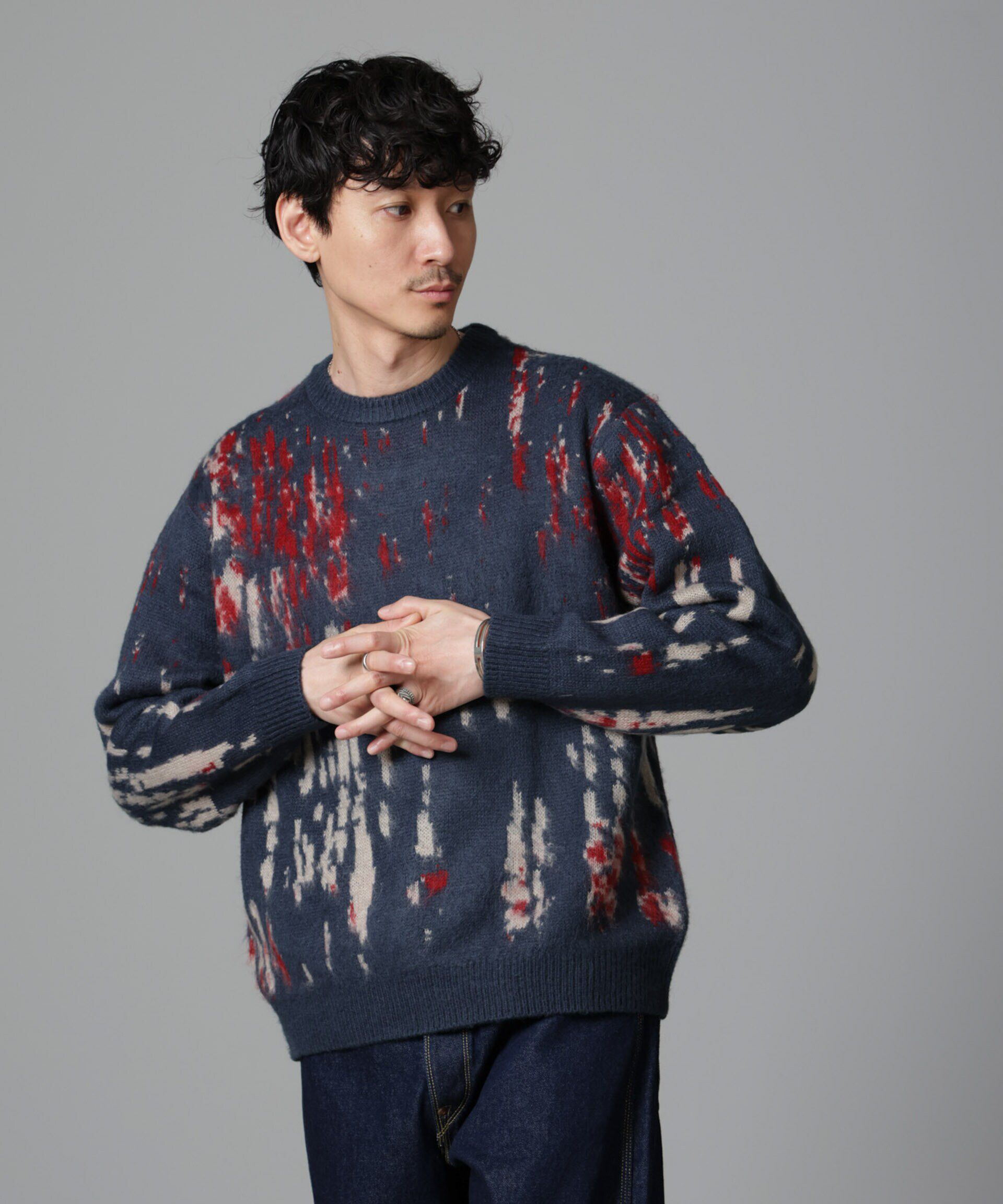 nano･universe「ペイントグラデーションモヘヤライクニット」|ニット・セーター|ブルーグリー 2