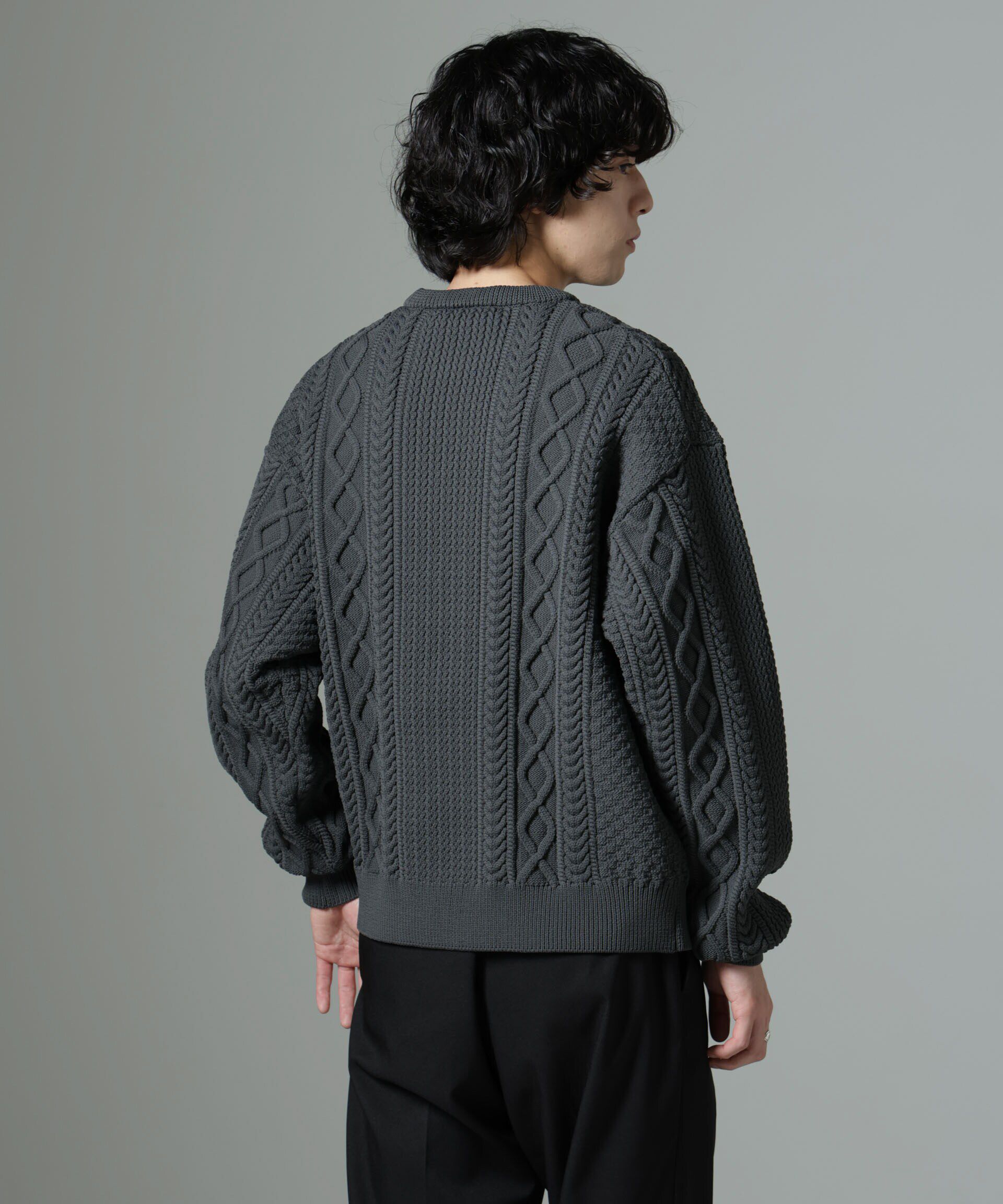 nano･universe「スポンディッシュケーブルニット」|ニット・セーター|