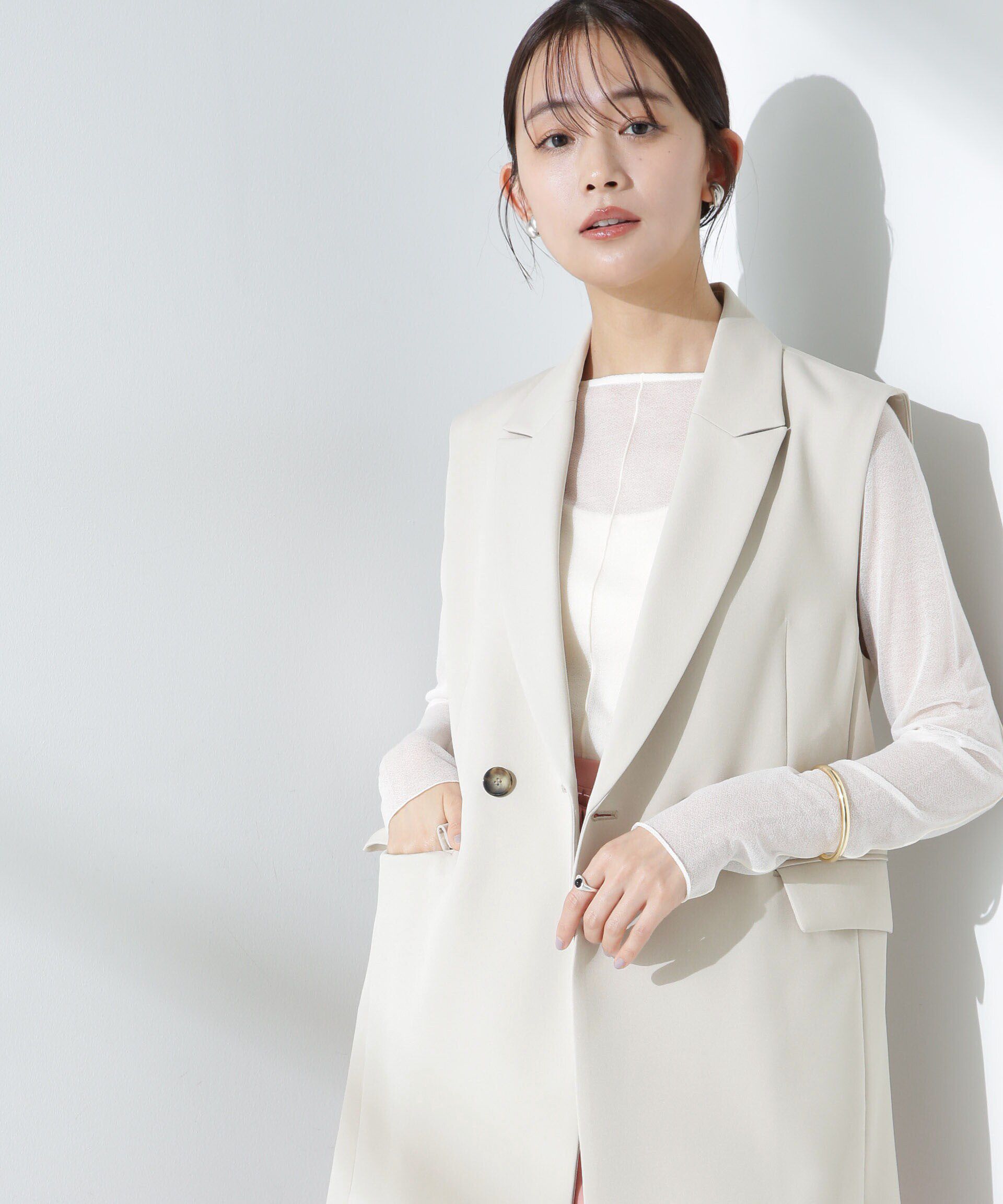 nano･universe「デイリーファンクション ダブルジレ(セットアップ可)」|テーラードジャケット|アイボリー7