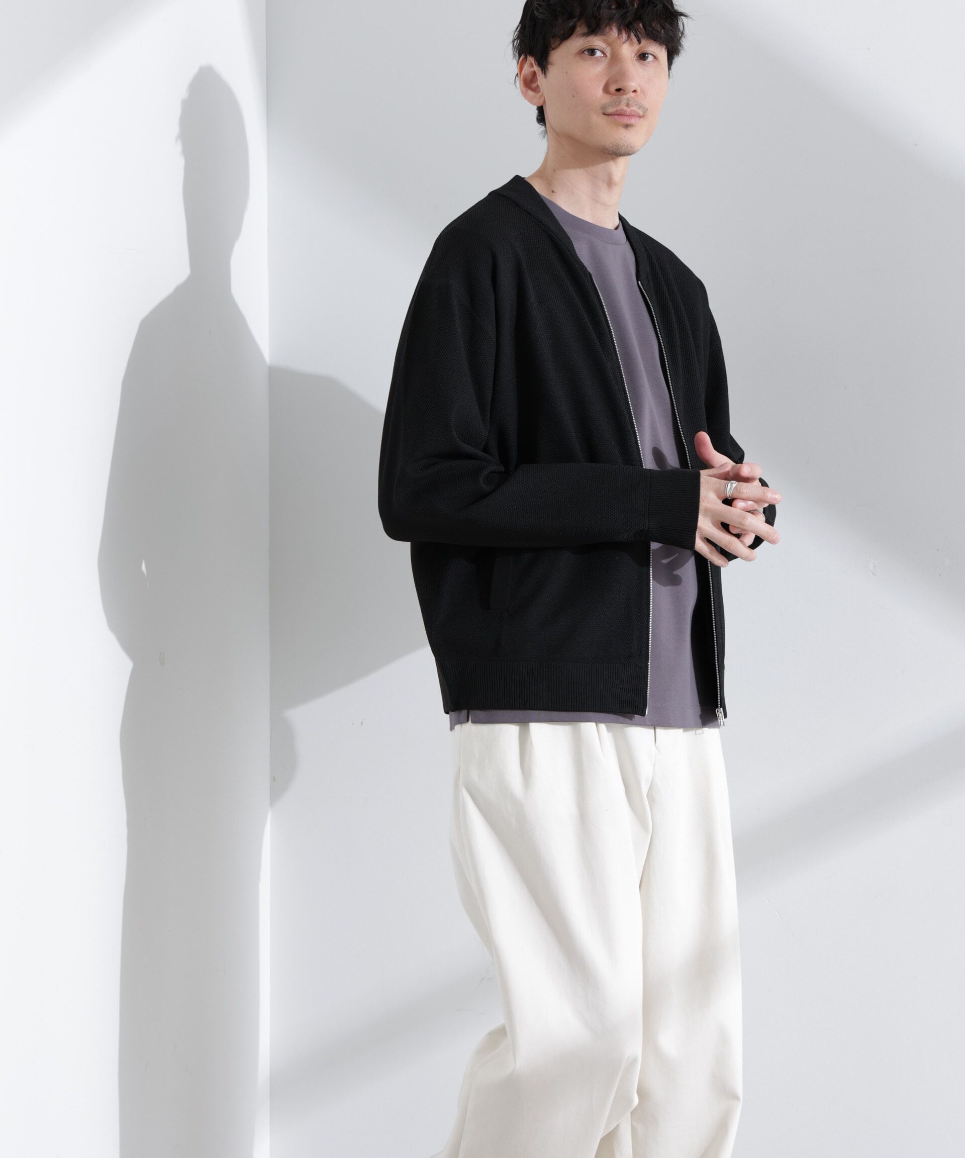 nano･universe「エアニットジップブルゾン」|ブルゾン・スタジャン|