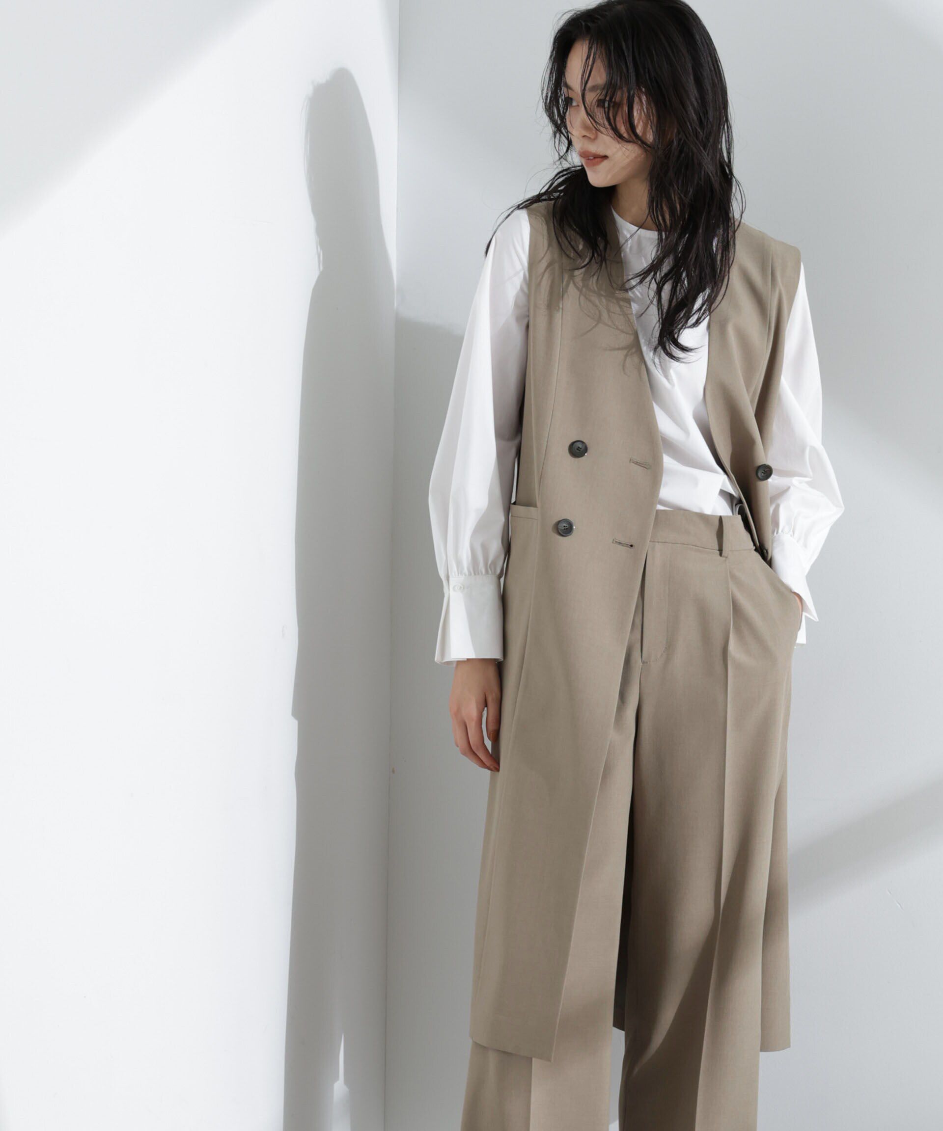 nano･universe「ライトファンクション ロングダブルジレ(セットアップ可)」|テーラードジャケット|