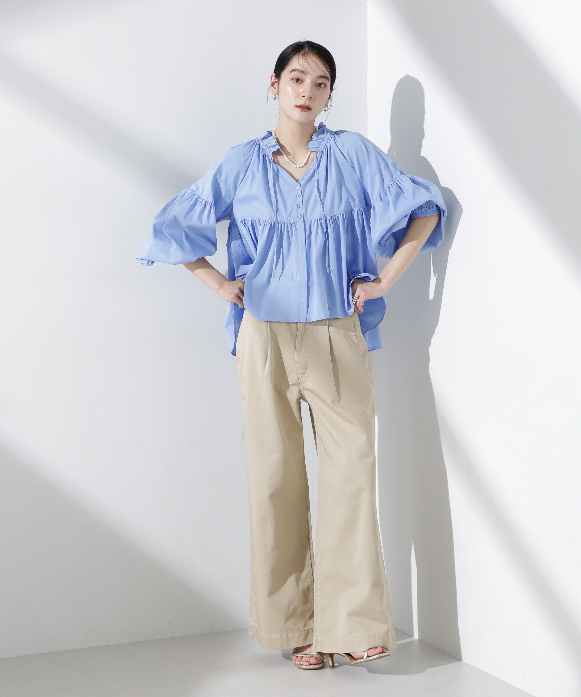 nano･universe「コルセットバギーチノパンツ」|チノ|