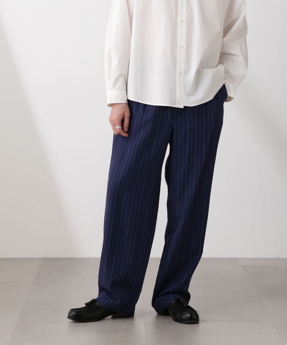 nano･universe「ﾘﾈﾝﾌﾞﾚﾝﾄﾞﾋﾟﾝｽﾄﾗｲﾌﾟ 1ﾀｯｸｲｰｼﾞｰﾊﾟﾝﾂ(ｾｯ 」|チノ|ネイビー