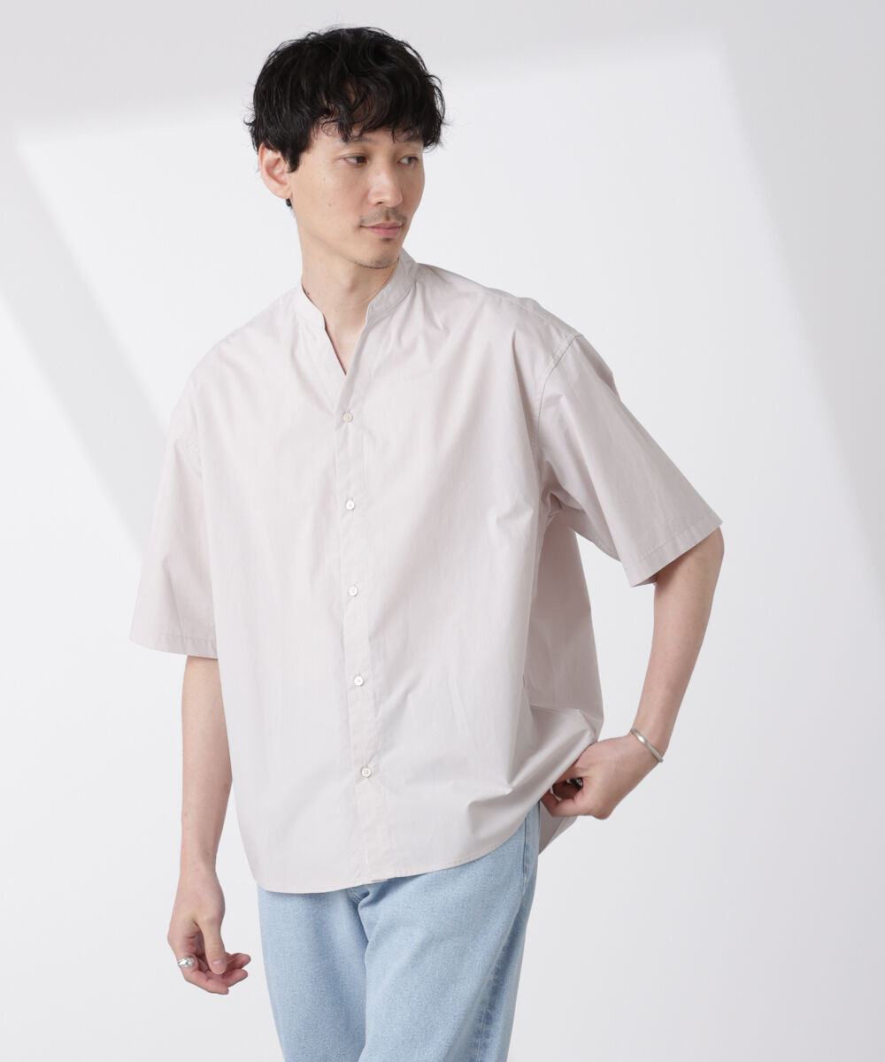 nano･universe「「大人のワイドシャツ」バンドカラー 半袖」|シャツ・ブラウス|