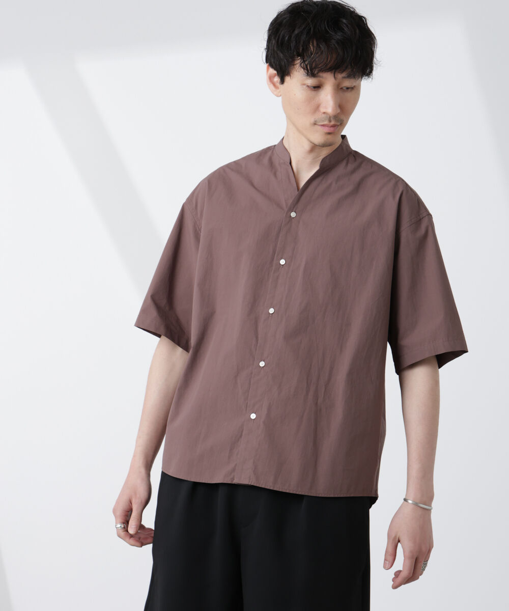nano･universe「「大人のワイドシャツ」バンドカラー 半袖」|シャツ・ブラウス|