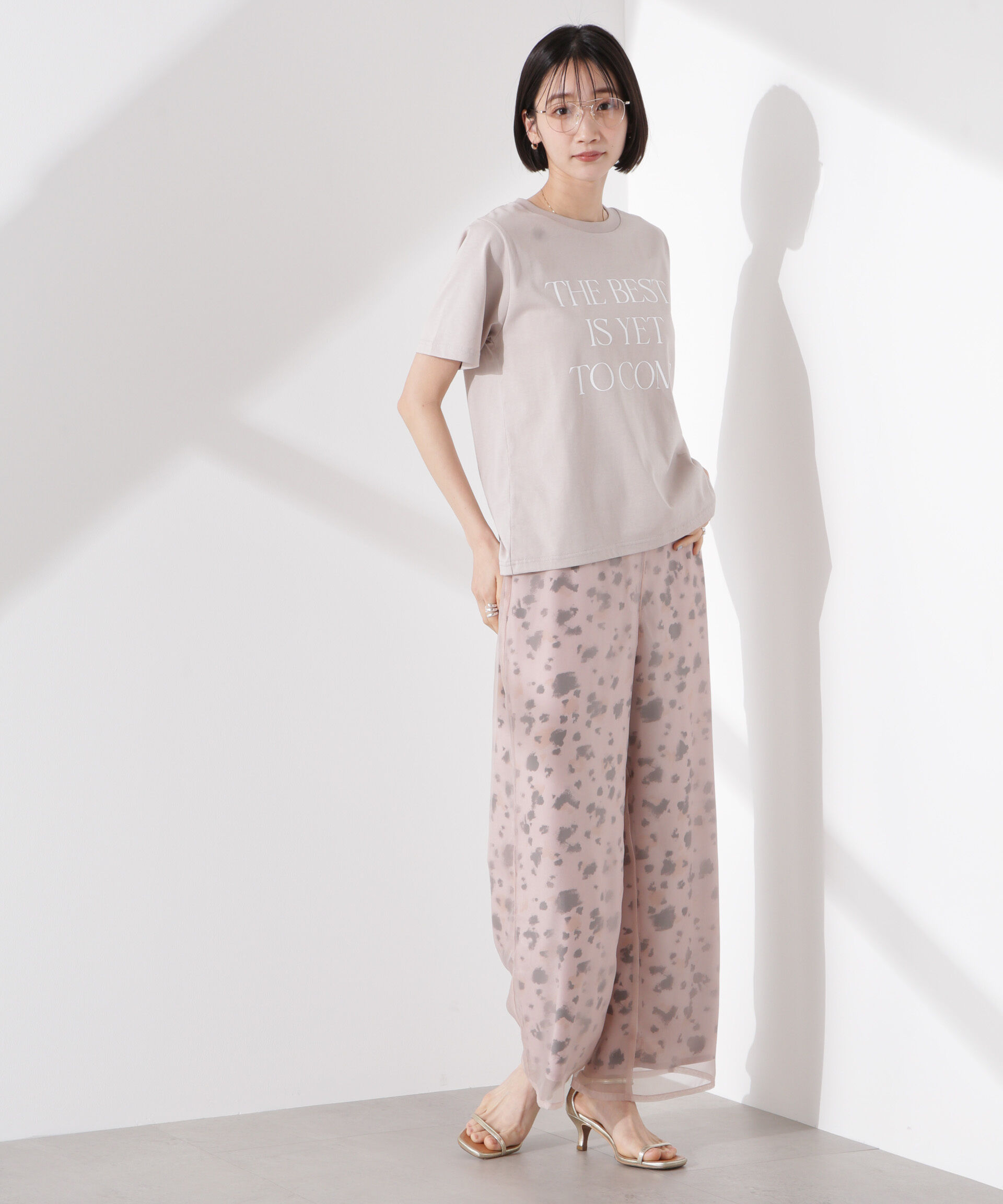 nano･universe「シアーオーガンジーコンビプリントパンツ」|チノ|