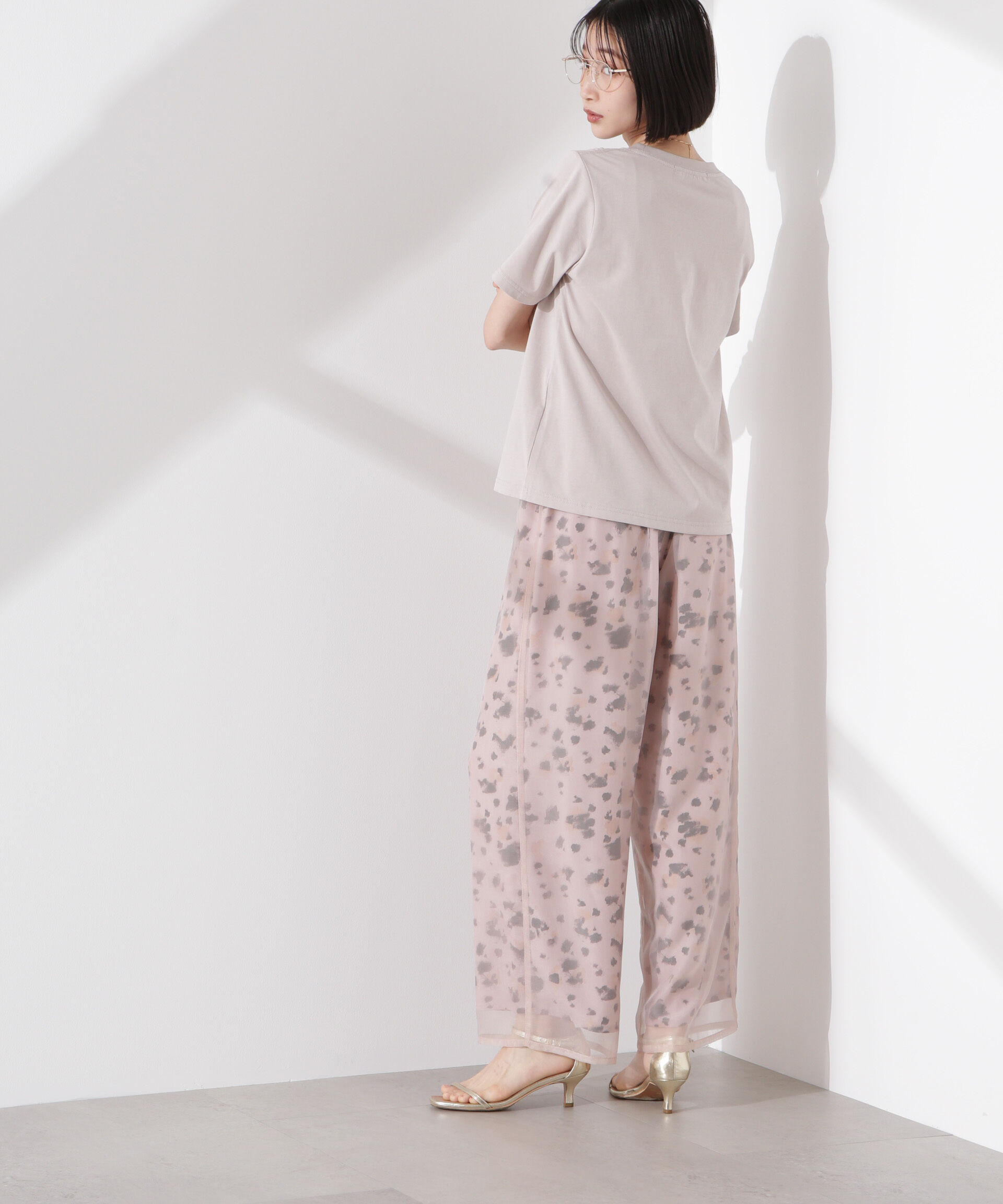 nano･universe「シアーオーガンジーコンビプリントパンツ」|チノ|