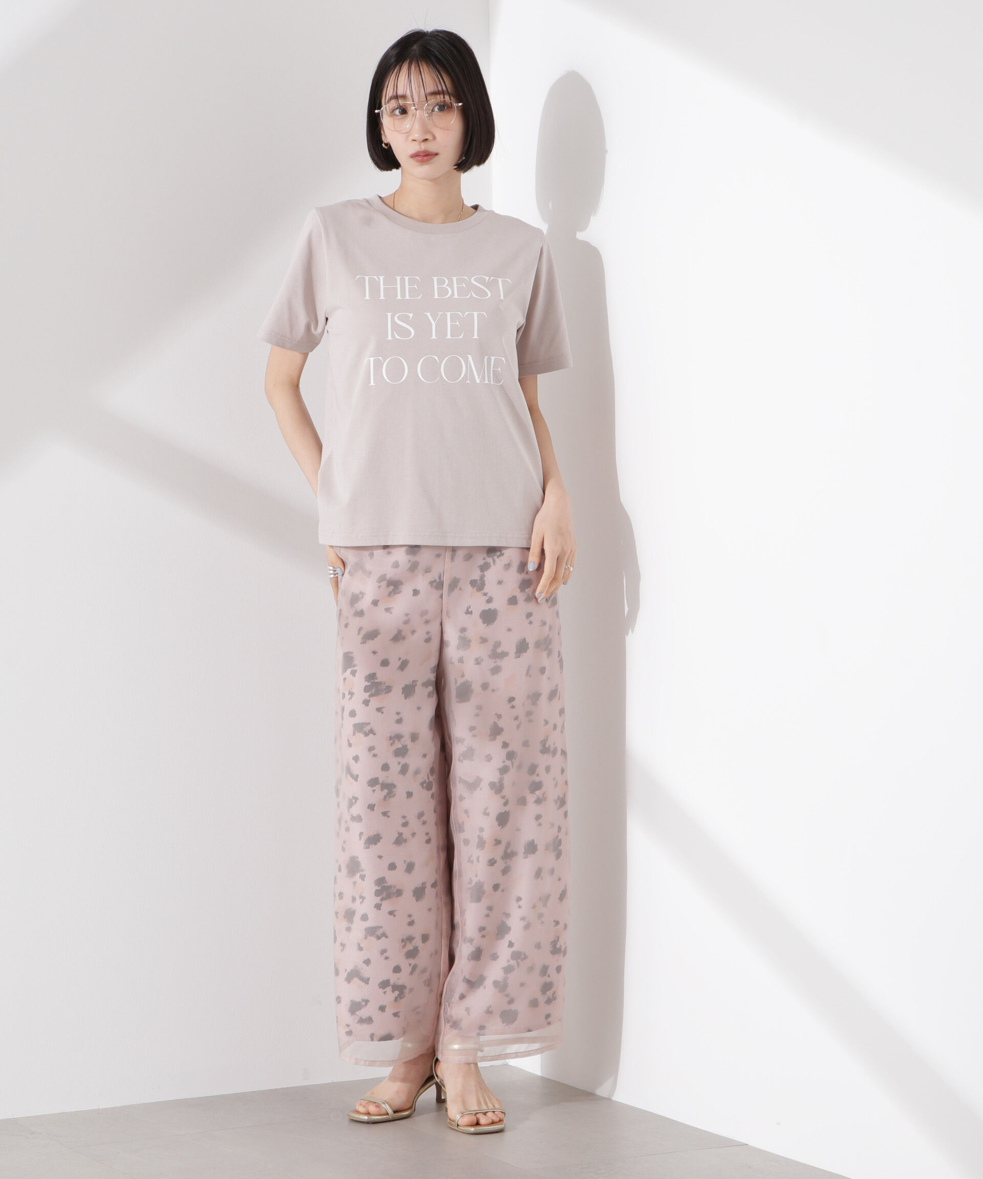 nano･universe「シアーオーガンジーコンビプリントパンツ」|チノ|