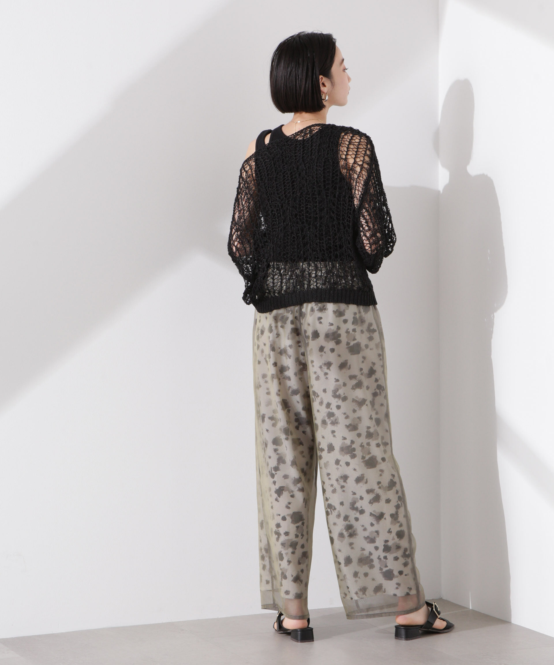 nano･universe「シアーオーガンジーコンビプリントパンツ」|チノ|