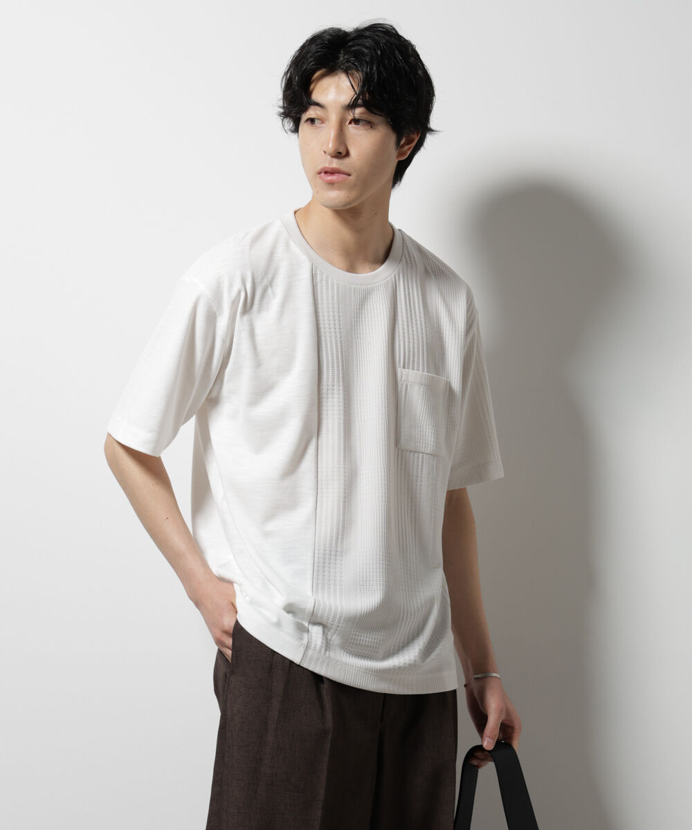 nano･universe「リンクスカノコ コンビTシャツ 半袖」|Tシャツ・カットソー|