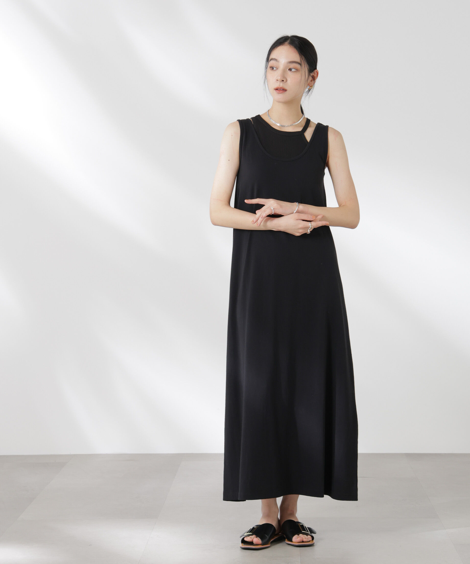 nano･universe「カップ付きアシメタンクレイヤードワンピース」|ワンピース|