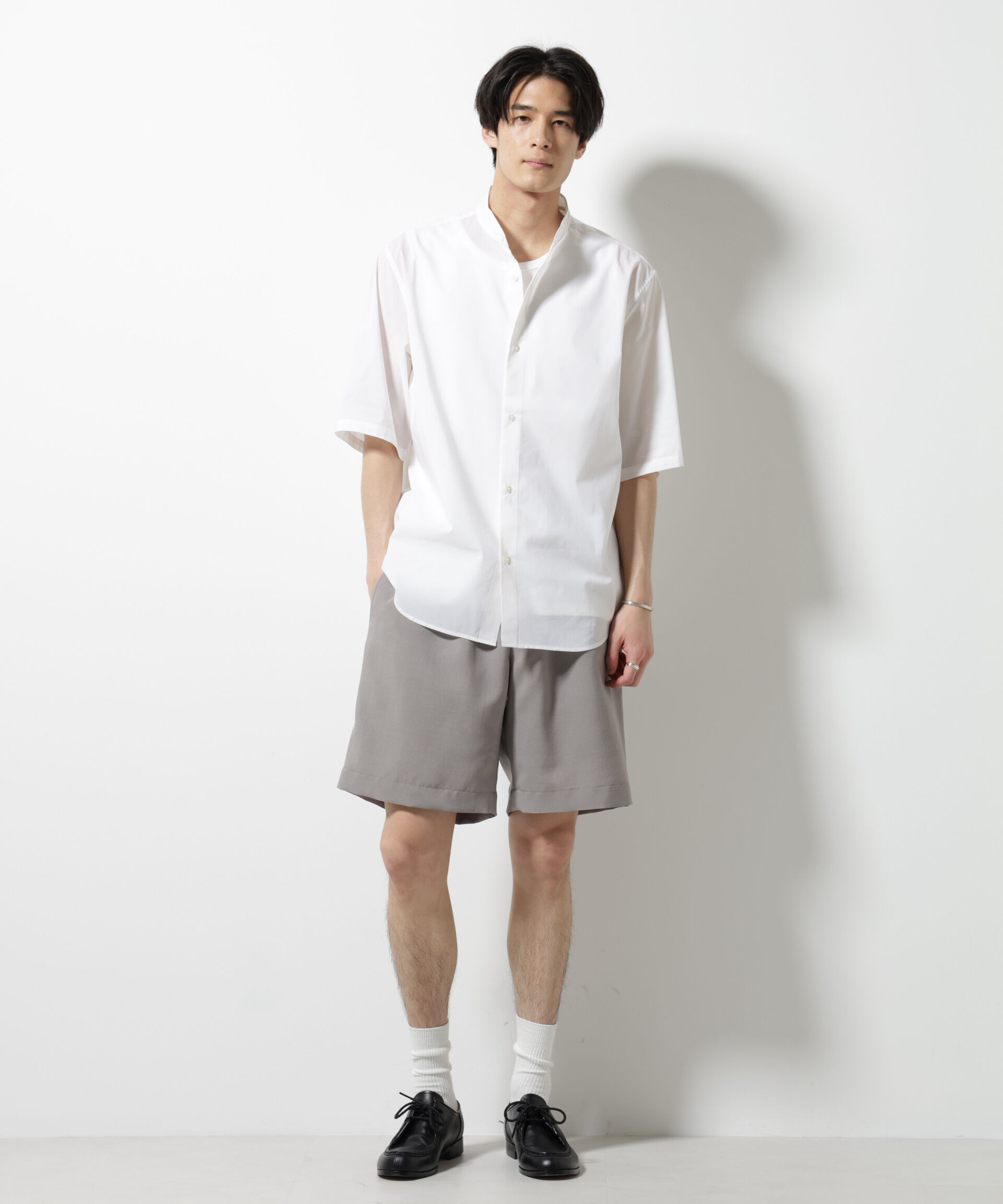 nano･universe「TEXBRID(R)バンドカラーシャツ 半袖」|シャツ・ブラウス|